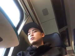 Young pierced Asian gets bored in train (34'')